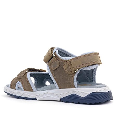 Rakerplus Hakiki Deri Kum Rengi Cırtlı Çocuk Sandalet Ayakkabı