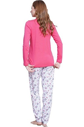 Vienetta Kadın Pembe Pamuklu Pijama Takım 5087