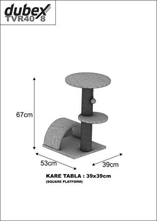 Dubex 53x39x67 cm Kedi Oyun ve Tırmalama Platformu Beyaz