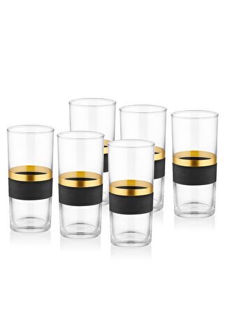 The Mia GLW0008 Glow Rakı Kadehi 6 Lı Siyah Gold Set