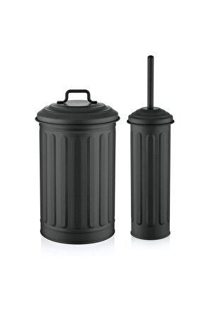 The mia  çöp kovası ve tuvalet fırçası seti siyah 2 li