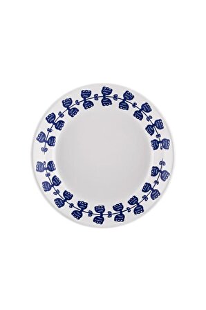 The Mia Bloom Çiçek Desen Mavi Beyaz 6 lı 20 cm Stoneware Yemek Tabağı BLM0010