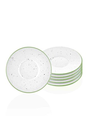 The Mia Dots Stoneware 6'lı 13 Cm Çay Tabağı Yeşil DOTS026