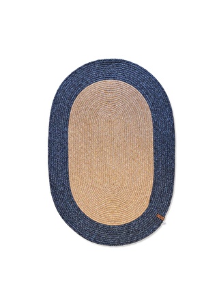 The Mia Jüt Oval Halı Bambu Lacivert 90x60 Cm