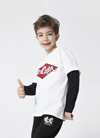Lee Cooper Baskılı Beyaz Erkek Çocuk T-Shirt 221 LCB 242001 MATT BEYAZ