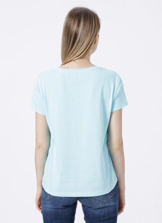 Lee Cooper Geniş Yaka Baskılı Mint Kadın T-Shirt 222 LCF 242011
