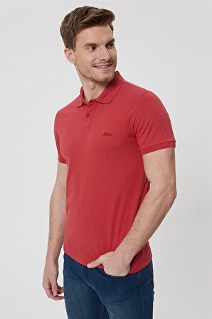 Lee Cooper Polo Yaka Pike Desenli Kırmızı Erkek T-Shirt 222 LCM 242057 TWINS KIRMIZI