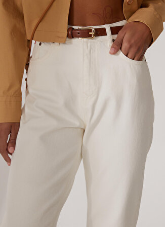 Lee Cooper Yüksek Bel Dar Paça Mom Fit Kadın Denim Pantolon 232 LCF 121016 MARLYN WHITE