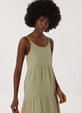 Lee Cooper Klasik Yaka Yumuşak Dokulu Koyu Yeşil Standart Kadın Elbise 232 LCF 244003 CERYS CAGLA