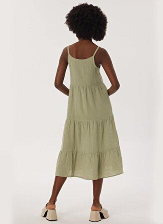 Lee Cooper Klasik Yaka Yumuşak Dokulu Koyu Yeşil Standart Kadın Elbise 232 LCF 244003 CERYS CAGLA