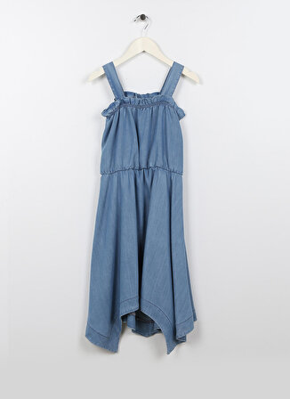 Lee Cooper Düz Lacivert Kız Çocuk Midi Elbise 232 LCG 144002 ELSA DENIM