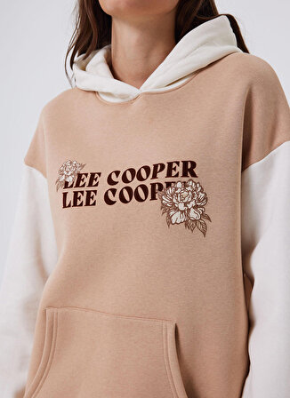 Lee Cooper Kapüşon Yaka Beyaz - Bej Kadın Sweatshırt 241 LCF 241011 JENNY BEJ-BEYAZ
