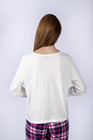 Daisy Kadın Uzun Kol T-shirt Beyaz