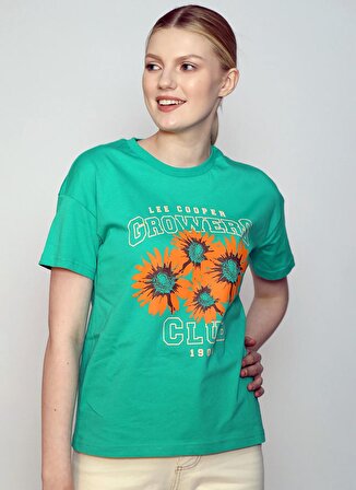 Lee Cooper O Yaka Baskılı Yeşil Kadın T-Shirt 242 LCF 242003 KAYLE YEŞİL