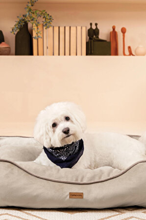 Yataş Üstü Açık Kaymaz Taban Bej - Kahverengi Küçük Irk Köpek Yatağı
