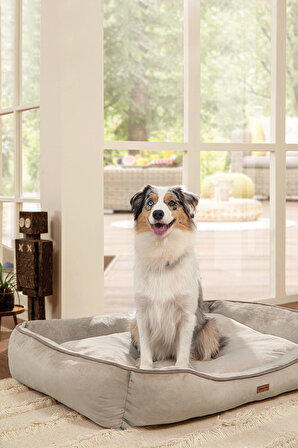 Yataş XL Üstü Açık Kaymaz Taban Bej - Kahverengi Büyük Irk Köpek Yatağı