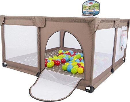 Mamma Playard Plus Güvenli Bebek Ve Çocuk Oyun Alanı Oyun Parkı 125x125 Basket Potası, Oyun Matı Ve Topları
