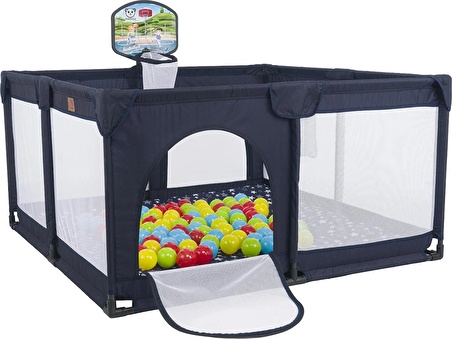 Mamma Playard Plus Güvenli Bebek Ve Çocuk Oyun Alanı Oyun Parkı 125x125 Basket Potası, Oyun Matı Ve Topları