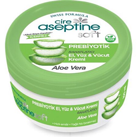 Cire Aseptine Soft Prebiyotik Tüm Cilt Tipleri İçin Aloe Veralı Su Bazlı Yağsız Rahatlatıcı Yüz Bakım Kremi 100 ml