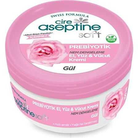Cire Aseptine Soft Prebiyotik Tüm Cilt Tipleri İçin Gül Özlü Su Bazlı Yağsız Nemlendirici Yüz Bakım Kremi 100 ml
