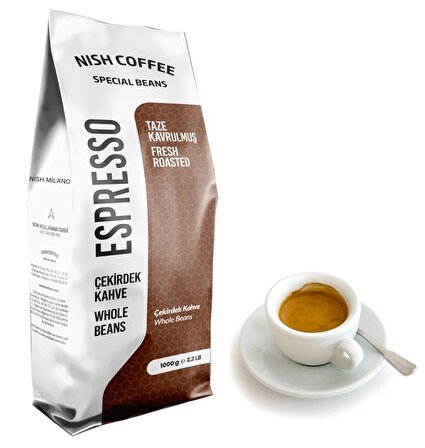 Nish Kahve Espresso Milano Orta Sert-Sert İçim Espresso Kenya Çekirdek Kahve 1000 gr