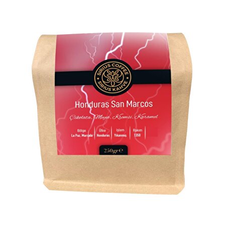 Sirius Kahve Honduras San Marcos Orta Sert-Sert İçim Honduras Çekirdek Kahve 250 gr