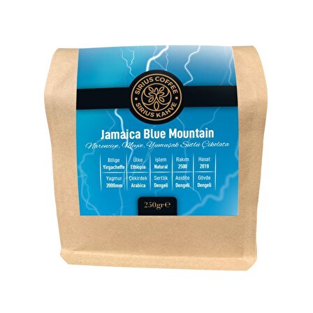 Sirius Kahve Jamaica Blue Mountain Orta Sert-Sert İçim Jamaika Çekirdek Kahve 250 gr