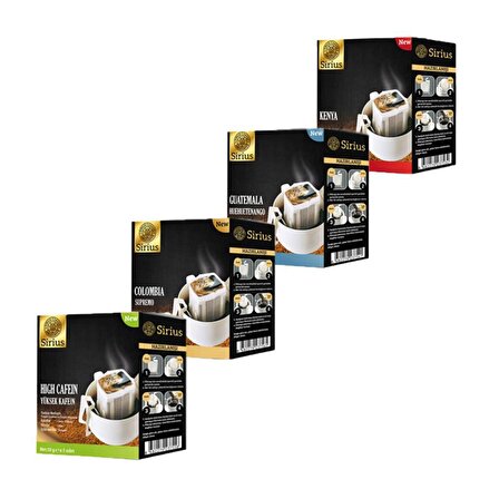 Sirius Kahve Premium Orta Sert-Sert İçim Öğütülmüş Guatemala-Kenya-Colombia Filtre Kahve 4 x 50 gr