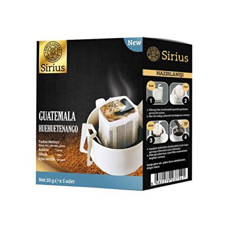 Sirius Kahve Premium Orta Sert-Sert İçim Öğütülmüş Guatemala-Kenya-Colombia Filtre Kahve 4 x 50 gr