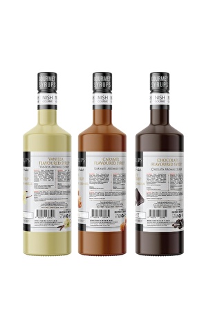 Nish Çikolata, Karamel, Vanilya Aromalı Şurup 3'lü Set (3 x 700ml)