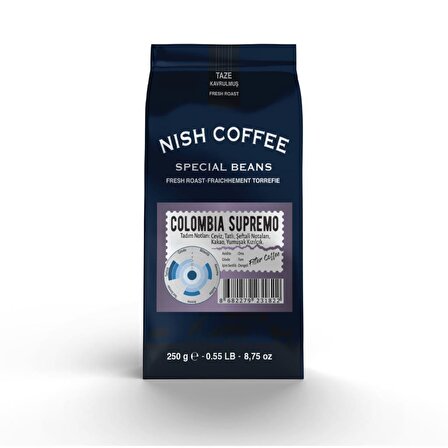 Nish Kahve Kolombiya Supremo Yumuşak İçim Öğütülmüş Colombia Filtre Kahve 250 gr