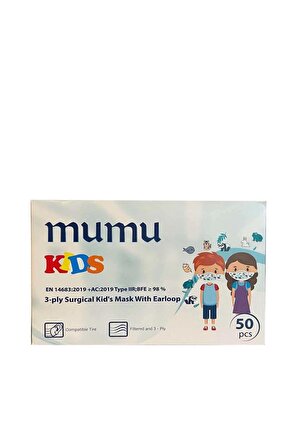Mumu 3-PLY Surgical Kid's Mask With Earloop 50'li