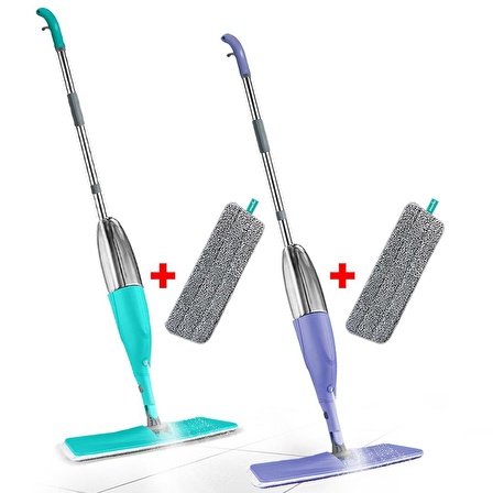 SMARTER SHINY SPREY MOP RENKLİ 2 Lİ + 2 YEDEK MOP SET ( VERY PERİ-YEŞİL)