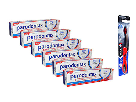 Paradontax Ferahlık Tam Koruma 300 ml ( 50 ml X 6 ) ve Difaş Black Diş Fırçası
