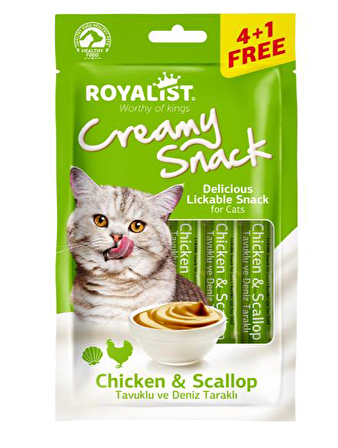 Royalist Creamy Snack Deniz Tarağı - Tavuklu Krema Yetişkin Kedi Ödülü 5x15 g 