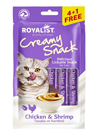 Royalist Creamy Snack Balık Eti - Kümes Hayvanlı Krema Yetişkin Kedi Ödülü 5x15 g 