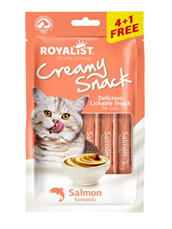Royalist Creamy Snack Somonlu Krema Yetişkin Kedi Ödülü 5x15 g 
