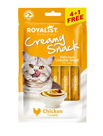 Royalist Creamy Snack Tavuklu Krema Yetişkin Kedi Ödülü 5x15 g 