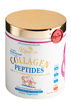 Kiperin Collagen %100 Saf ve Doğal, Çift Hidrolize Toz Kolajen içeren Diyet Takviyesi (50 Günlük)