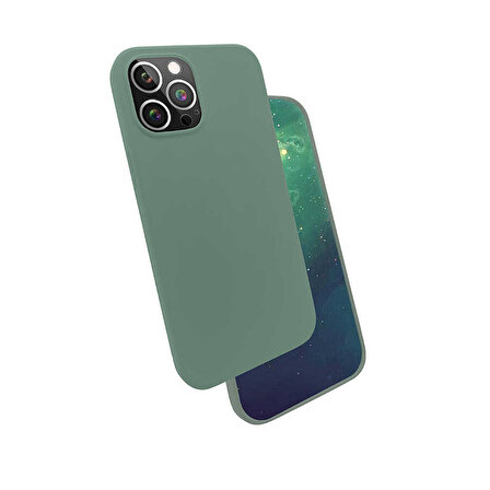 iPhone 12 Pro Max Uyumlu Zore Silk Silikon-Koyu Yeşil