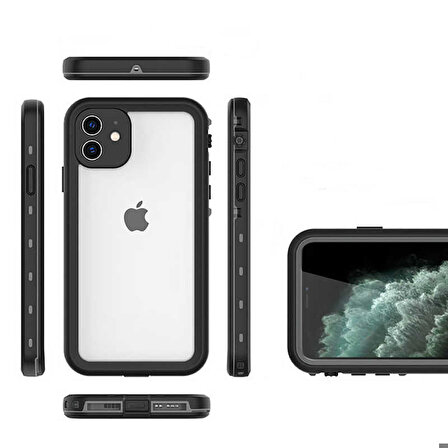iPhone 12 Mini Uyumlu 1-1 Su Geçirmez Kılıf-Siyah