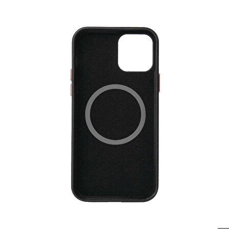 iPhone 12 Pro Max Uyumlu Zore Leathersafe Wireless Kapak-Siyah