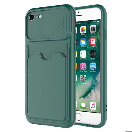 iPhone 7 Uyumlu ​Zore Kartix Kapak-Koyu Yeşil