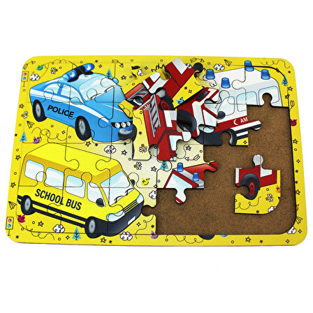 Toysilla Ahşap Puzzle Taşıtlar Temalı 24 Parça - T5005