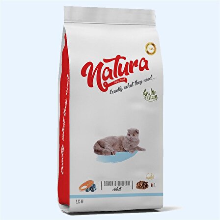 Natura Düşük Tahıllı Somon & Yaban Mersini Yetişkin Kedi Maması 2,25kg