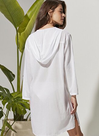White by Nature Normal Kapüşon Yaka Düz Beyaz Kadın Gömlek WBN3219-XL