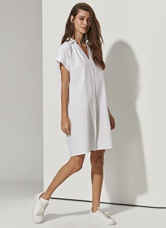 White by Nature Beyaz Kadın Mini Plaj Elbisesi WBN3198-M