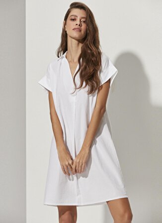 White by Nature Beyaz Kadın Mini Plaj Elbisesi WBN3198-L