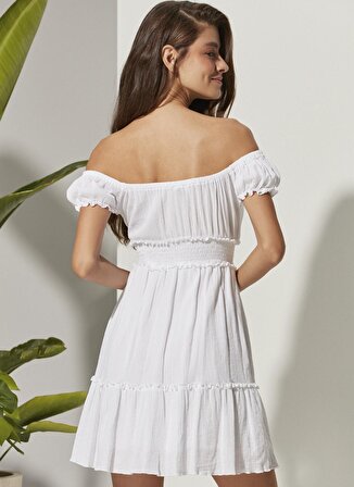 White by Nature Beyaz Kadın Mini Plaj Elbisesi WBN3199-M