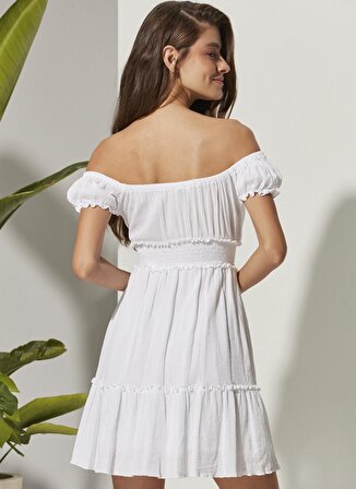 White by Nature Beyaz Kadın Mini Plaj Elbisesi WBN3199-L